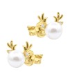 Pearl Reindeer Silver Stud Earring STS-6955